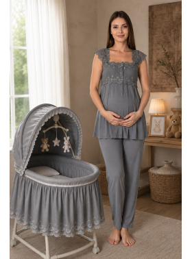 Effortt 2303 Koyu Gri Lohusa Pijama Takım